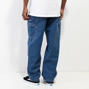 Empyre Mens’ Blue Loose Fit Cargo Skate Jeans 30